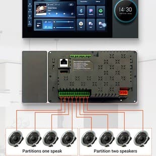 Tuya Smart Control Panel Dual-Zone Music 8-Speaker Smart Screen 7-Inch Background Music Host Controller