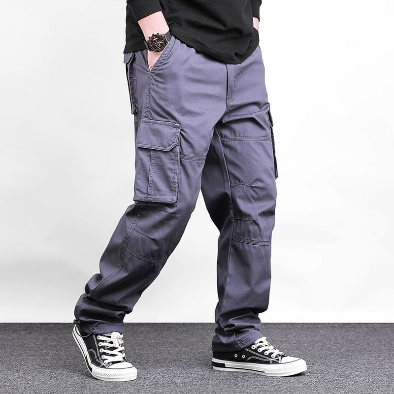 New Spring/Autumn Cargo Pants for Men, Pure Cotton Loose Straight Leg Durable Multi-Pocket Outdoor Casual Pants Work Trousers