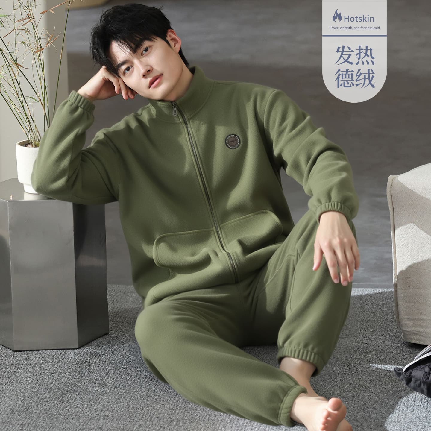 Men's Sleepwear Autumn Winter DeRong Fleece Zip-Up Cardigan 2025 New Style Sporty Plus Size Homewear