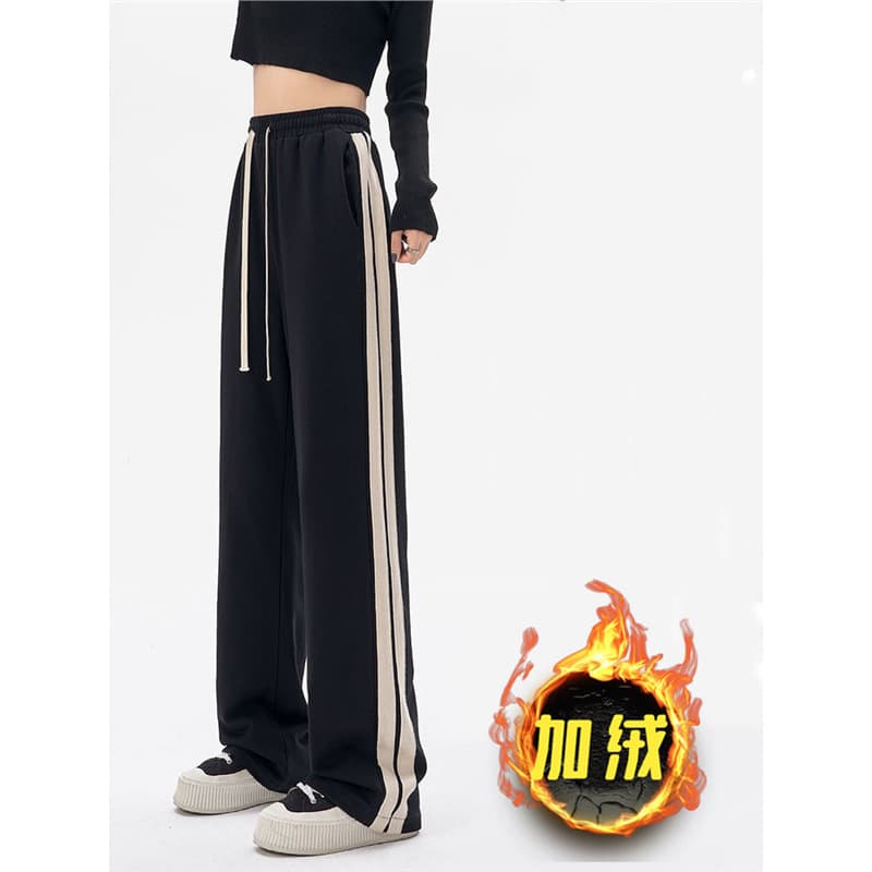 Korean Hip-Hop Side-Stripe Casual Pants for Men and Women, Autumn/Winter New Loose Versatile Black Sports Pants