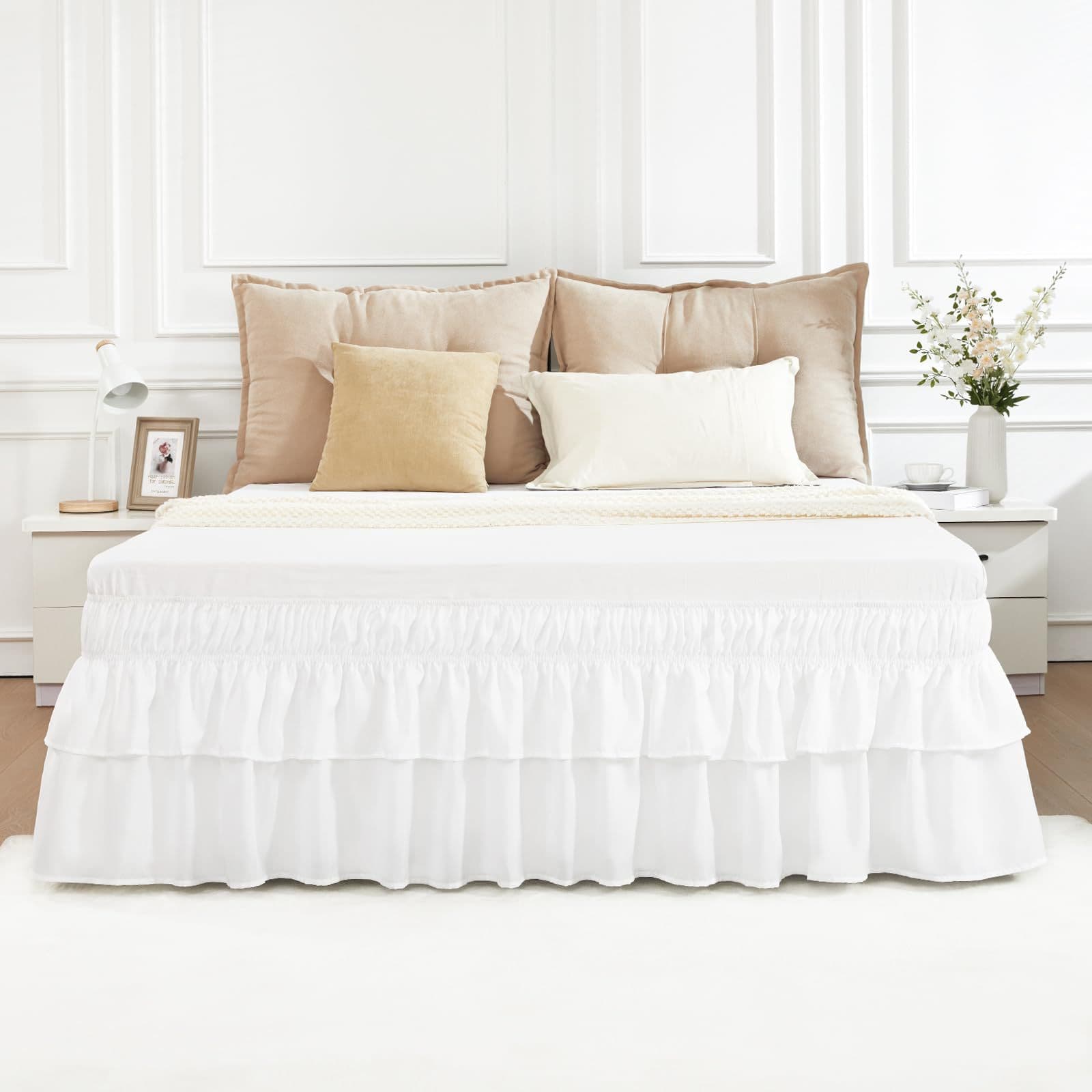 Amazon Wish Double-Layer Ruffled Bed Skirt Elastic Bed Cover Dust Cover Mattress Protector Factory Supply
