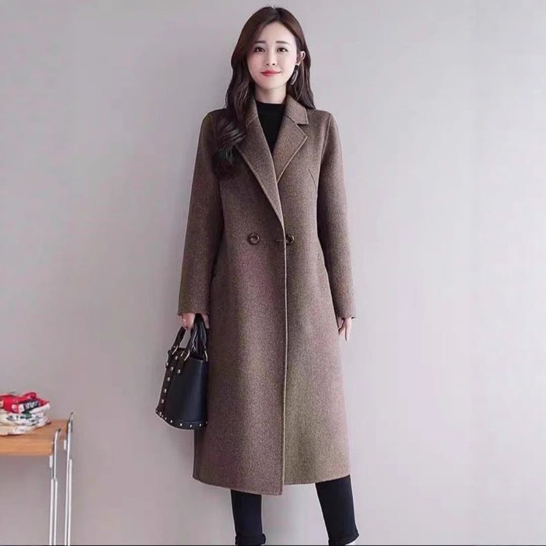 Autumn and winter new style dragon and phoenix woolen coat for women mid-length over the knee loose slimming popular woolen coat for women