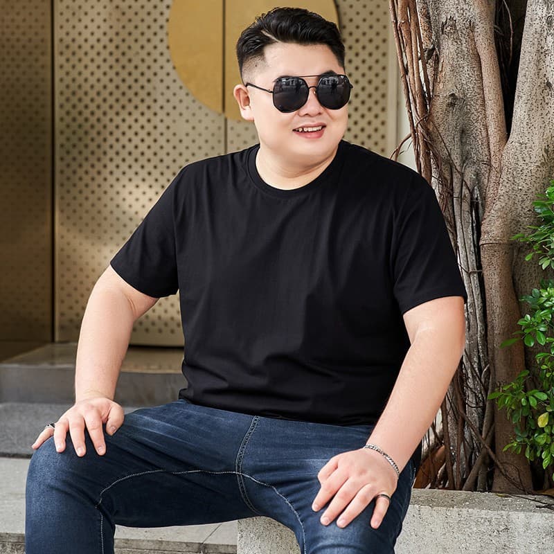 Summer Casual Cotton T-Shirt Short Sleeve Pure Color Team Building Workwear Top Plus Size Men's Fashion Breathable Sweat-Wicking