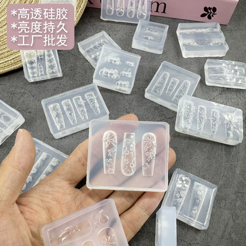 Nail Art Mold DIY Tool Transparent Nail Mold Decoration Butterfly Flower Handmade Silicone Mold Cross-Border Wholesale