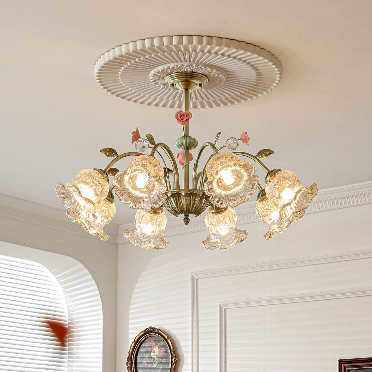 French Chandelier Vintage Style Master Bedroom Chandelier High Appearance Warm Romantic Princess Room Rose Living Room Chandelier