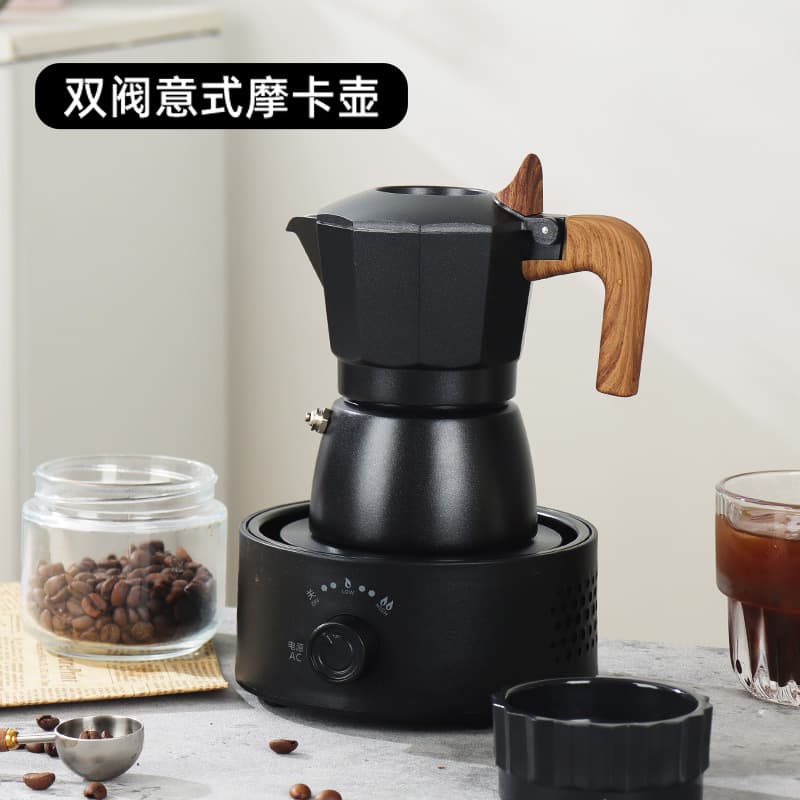 Drop Shipping Double Valve Moka Pot Italian Coffee Pot Portable Coffee Equipment Outdoor Camping Brewing Pot Home Small