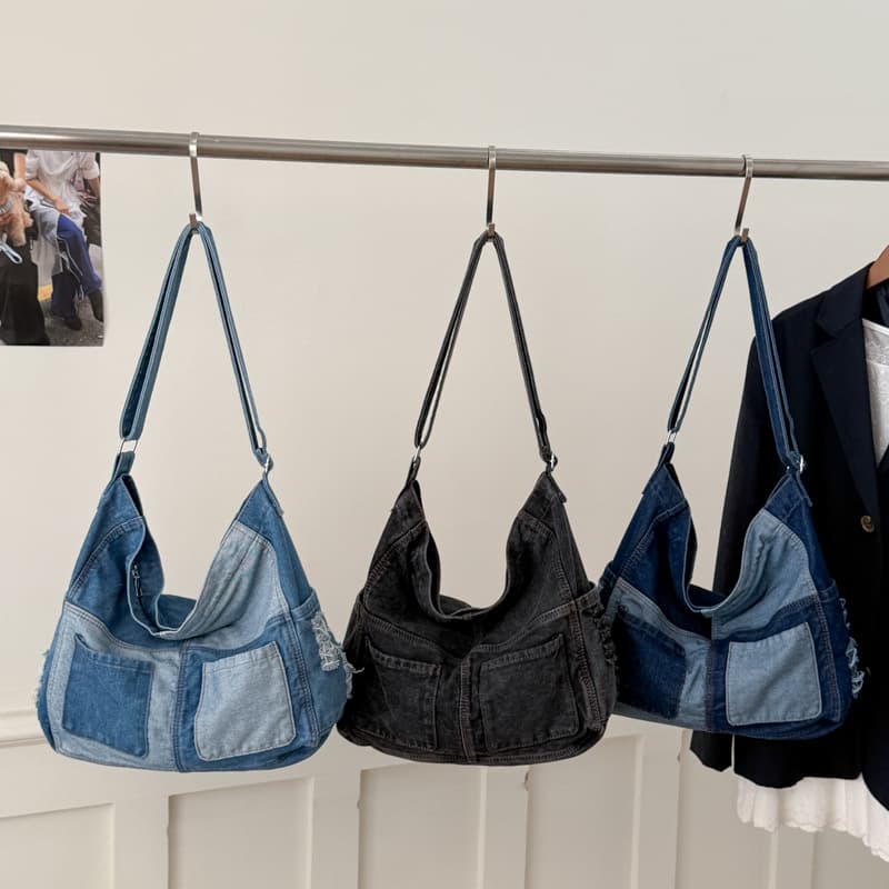 Denim Bag for Women 2026 New Fashion Niche Design Patchwork Shoulder Crossbody Bag Commuter Tote Bag