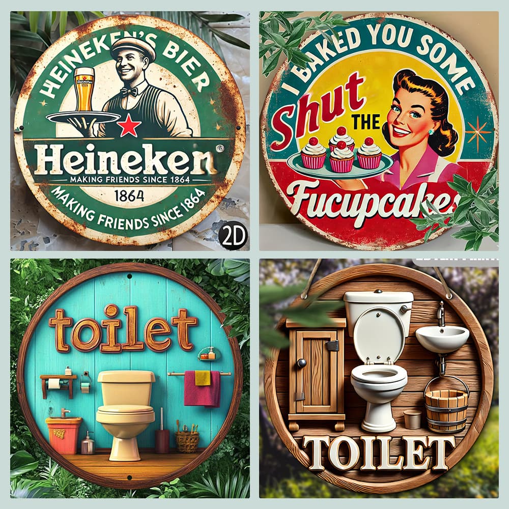 In Stock American Vintage Wooden Welcome Sign Creative Hanging Board Round Wooden Tag Home Decoration Door Plate