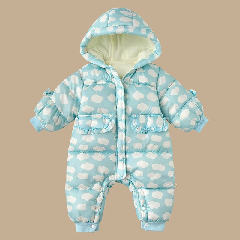 Baby One-Piece Cotton Padded Winter Outing Wrap for Newborns, Boys and Girls, Warm Infant Crawling Suit, Trendy New