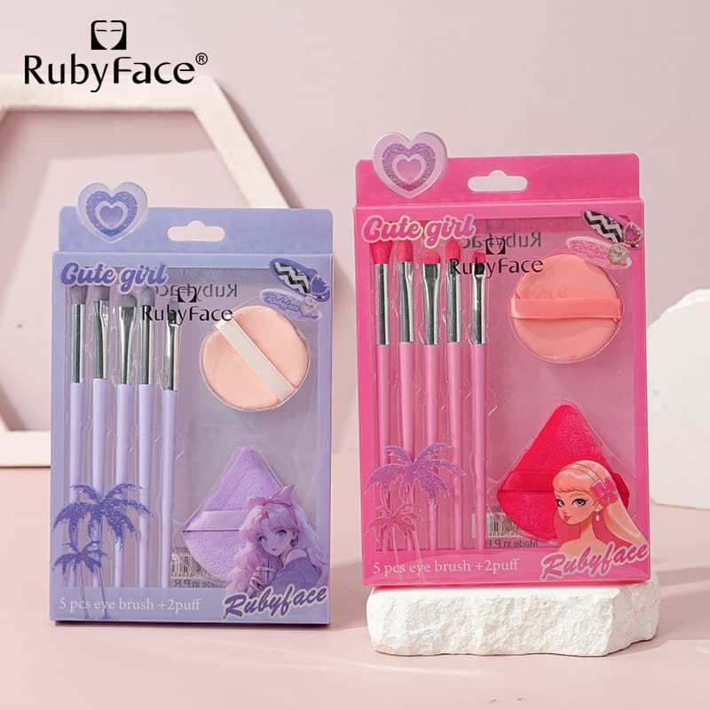 RUBYFACE Makeup Brush Set in Stock Triangle Round Puff Set Cosmetics Beauty Tools Cross-Border
