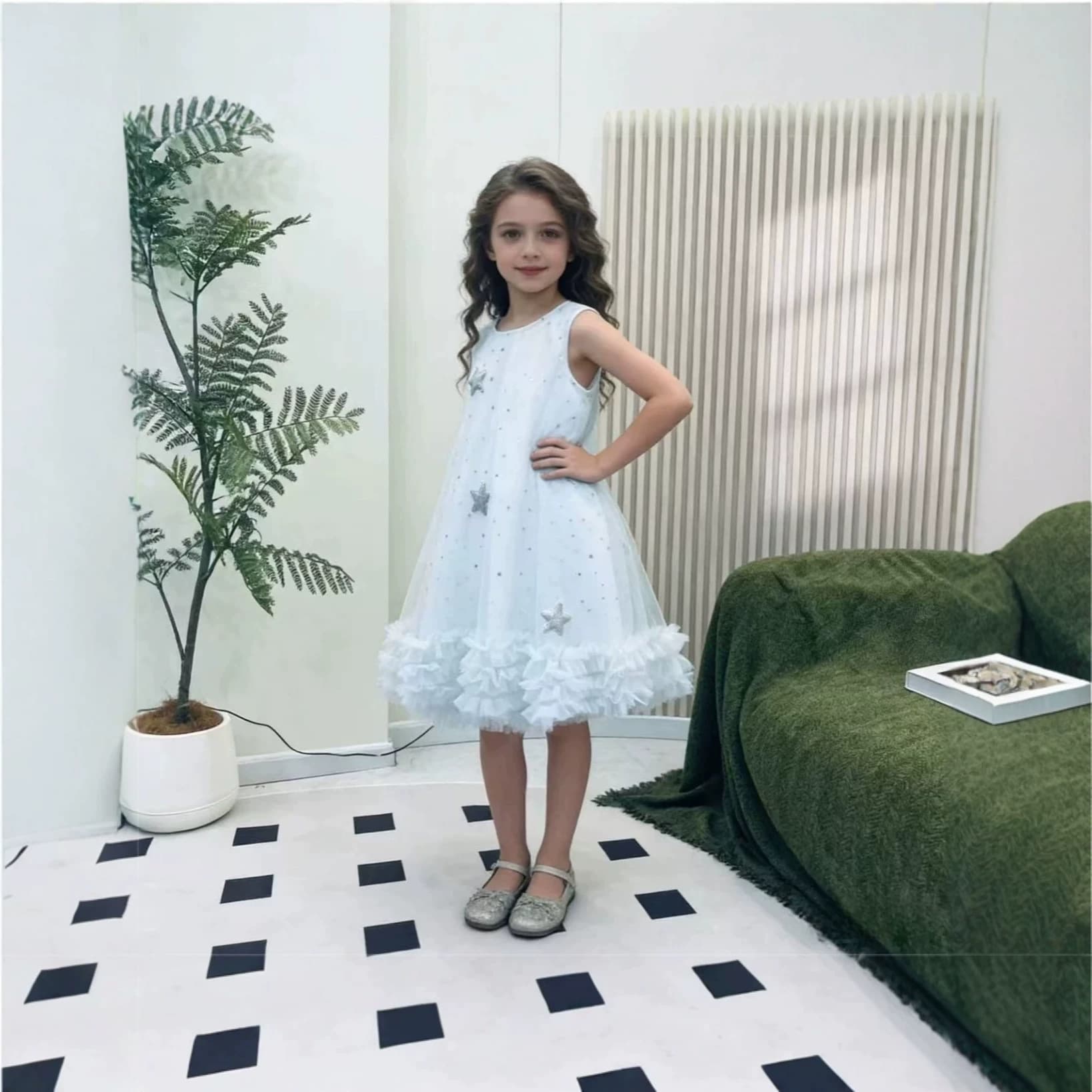 Girls Tank Dress Summer New Style Dress Dreamy Blue Sequin Princess Dress Elegant Little Girl Fairy Tutu Dress