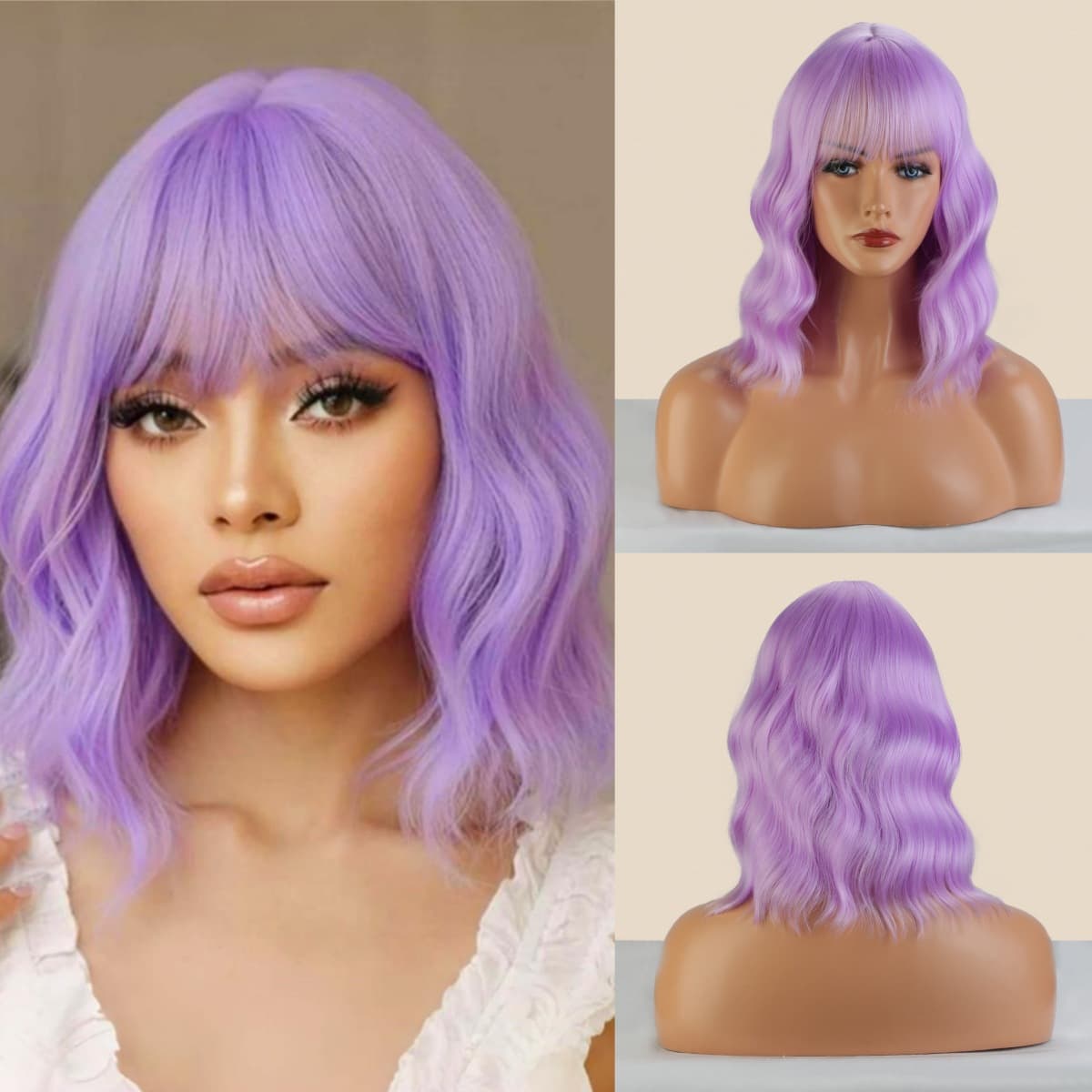 Cross-border European and American Wig Fashion Water Wave Short Curly Wig Cosplay Colored Wig Women Wigs Wig Cap