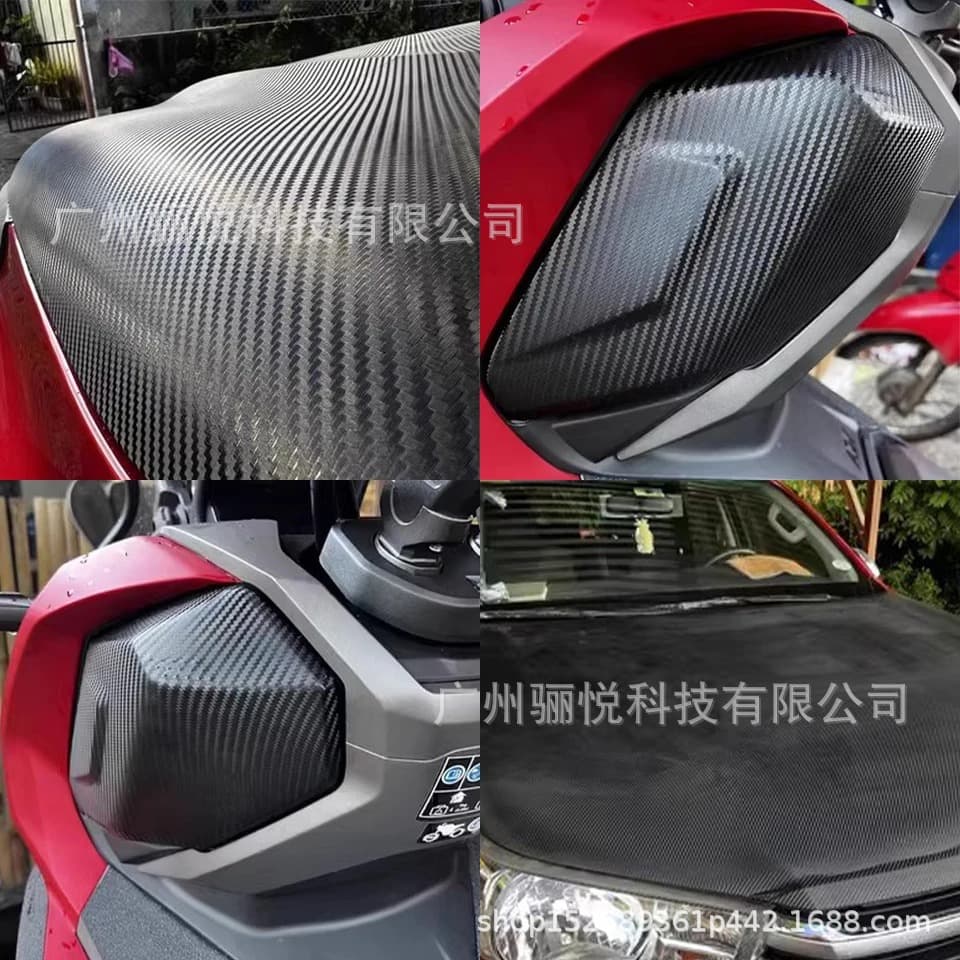 3D Carbon Fiber Sticker Black Car Vinyl Film Self-Adhesive Motorcycle Decal 10x100 cm