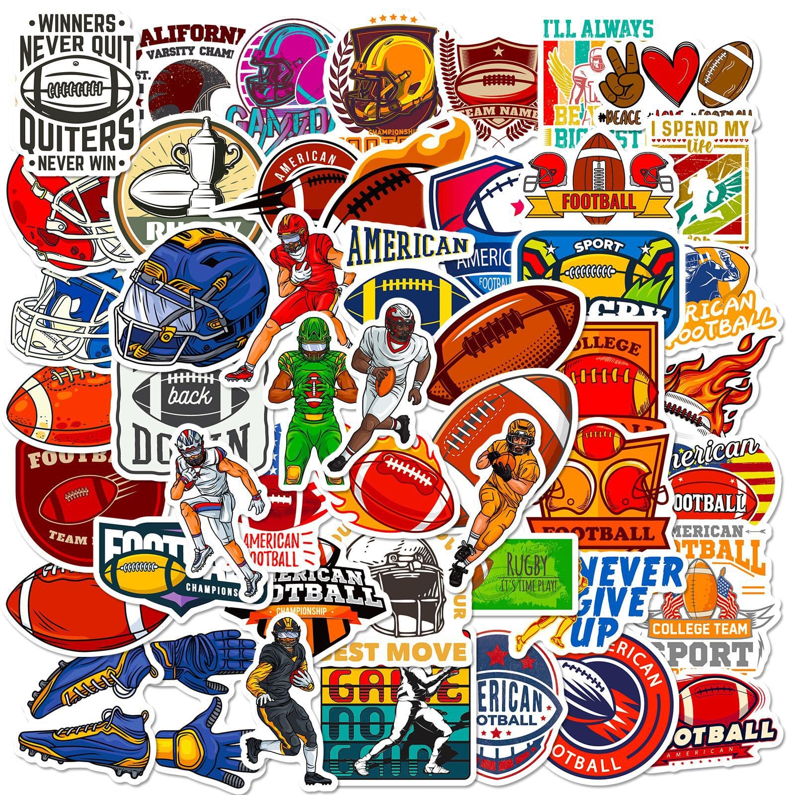 American Football Stickers Cartoon Graffiti Super Bowl American Football Decals Wholesale 50 Pieces Nordic Style Printed