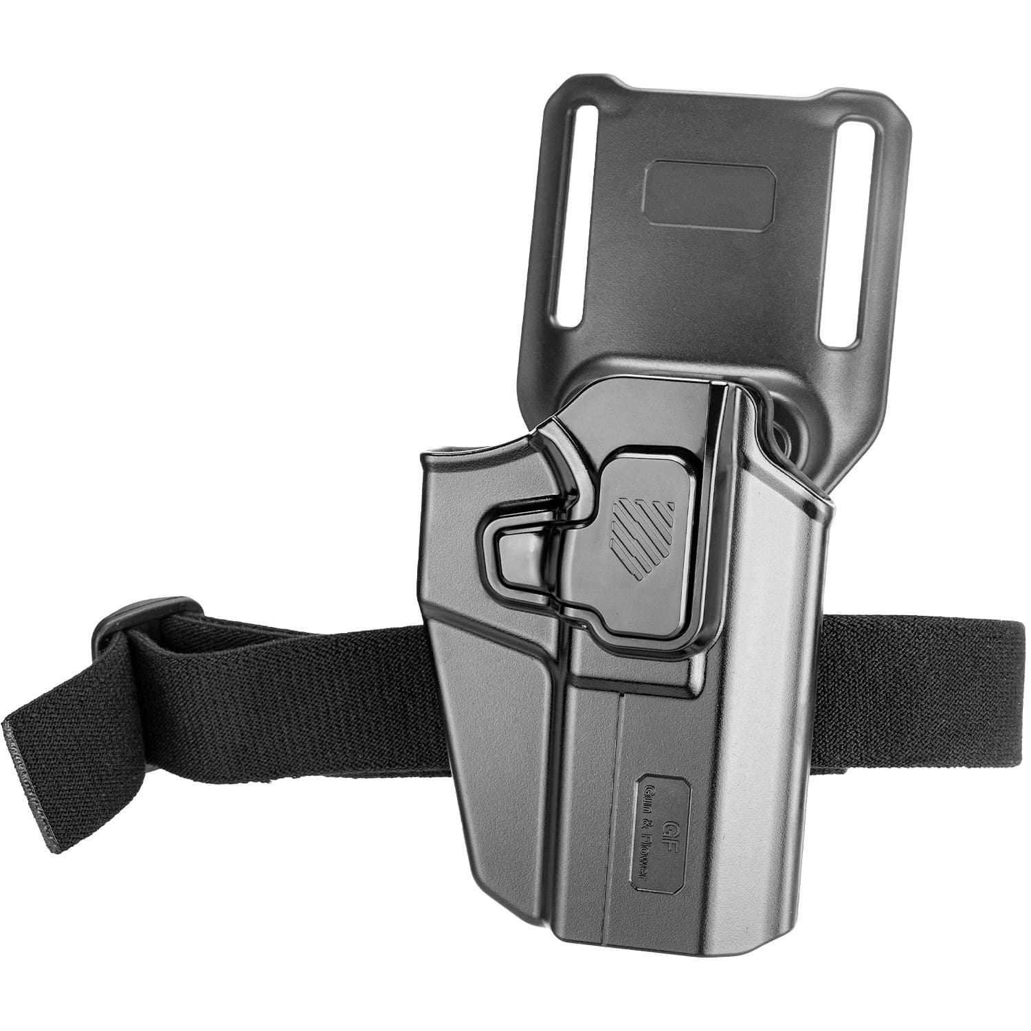 Universal polymer plastic index finger unlock holster for left and right hand + thigh strap