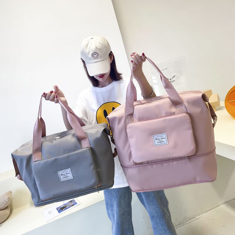Foldable Large Capacity Travel Bag with Wet-Dry Compartment for Swimming Yoga Gym, Student Outing Business Trip Short-Distance Luggage Bag