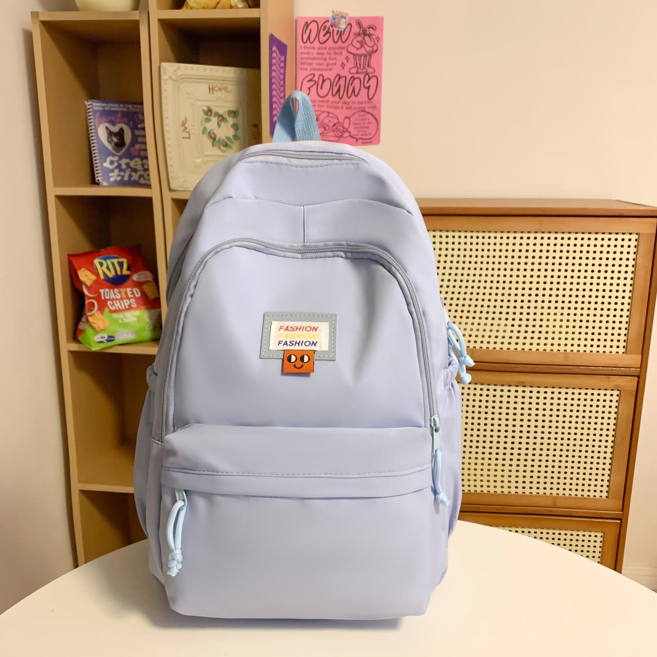 2025 New Large Capacity Middle School Students Solid Color Backpack Travel Bag Female High-Looking Cute Student Casual Backpack