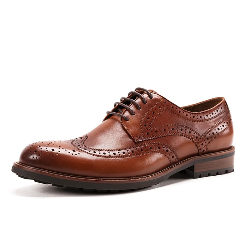 2025 Summer Men's Breathable Round-Toe Business Formal Leather Shoes for Wedding Derby Shoes Dropshipping
