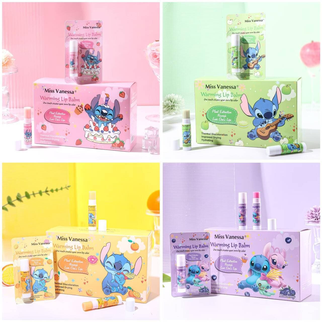 Cross-border Miss Vanessa Moisturizing Lip Balm New Style, Hydrating, Anti-Cracking, Fades Lip Lines, Cartoon Color-Changing