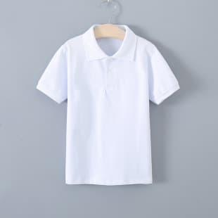 Short Sleeve T-Shirt Tshirt Kids White T-Shirt Short Sleeve Children's Polo Shirt All Cotton Boys and Girls Turn-Down Collar School Uniform Summer