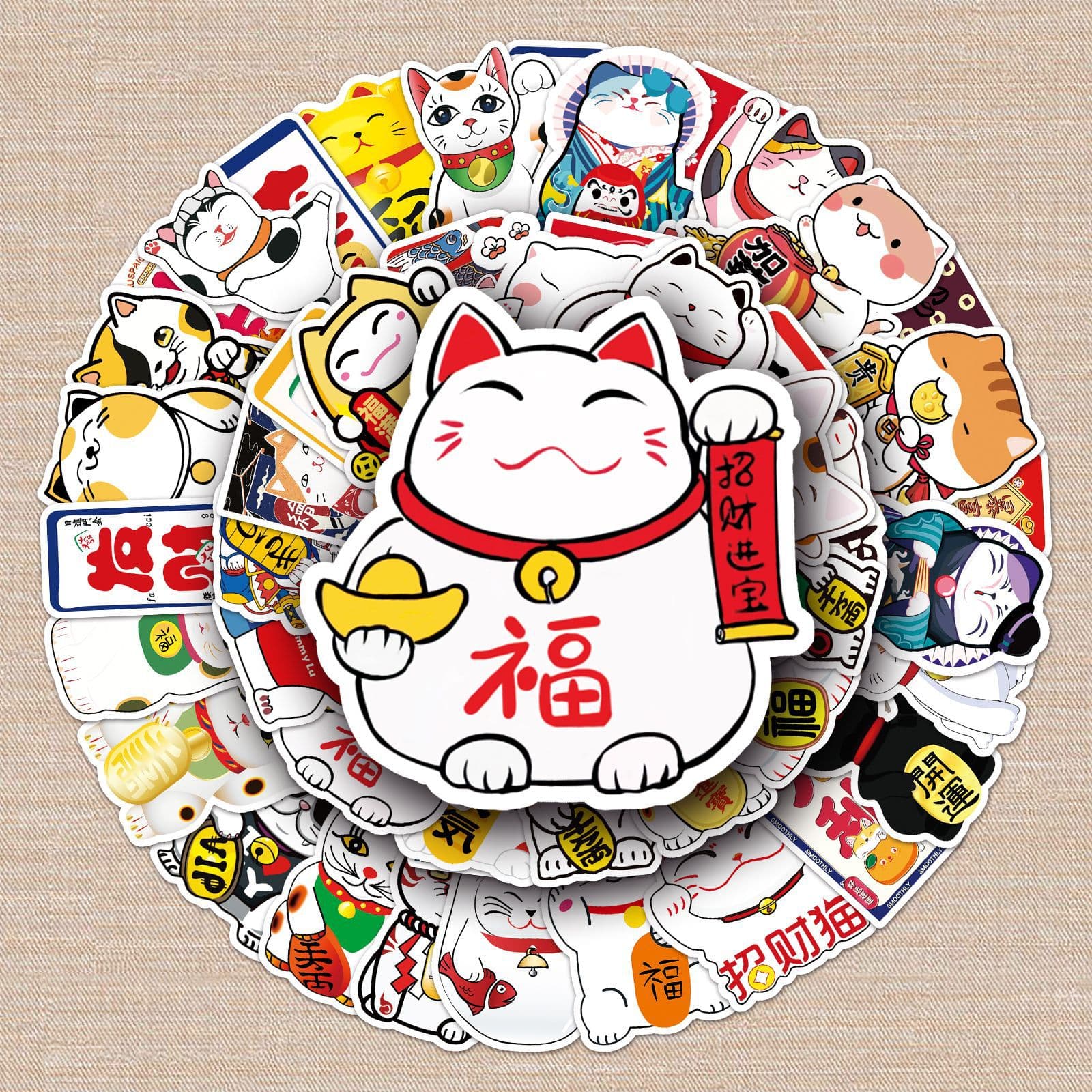 Unique Cat Attraction Stickers Waterproof Cartoon Cats for Laptop Car Decoration No Repetition Notebook Luggage Sticker