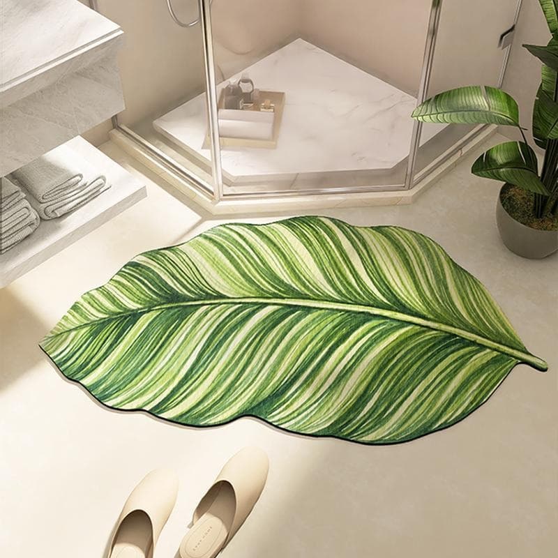 Cross-border Temu Creative Leaf Bathroom Non-slip Water-absorbing Floor Mat, Fresh Quick-drying Easy-care Diatom Mud Mat
