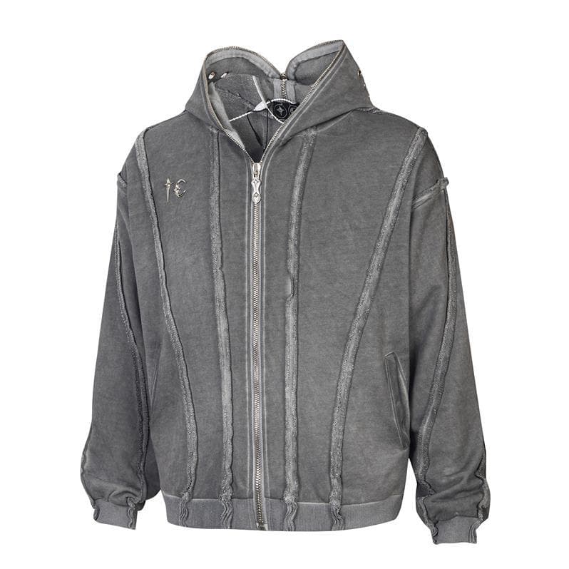 THUG CLUB VIBE thug club American retro hoodie washed old sweatshirt splicing style jacket