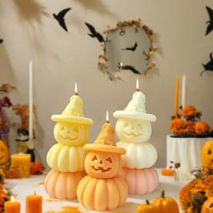 Wenxin Pumpkin Aromatherapy Candle Silicone Mold Ghost Pumpkin Holiday Decoration Halloween Candle Mold
