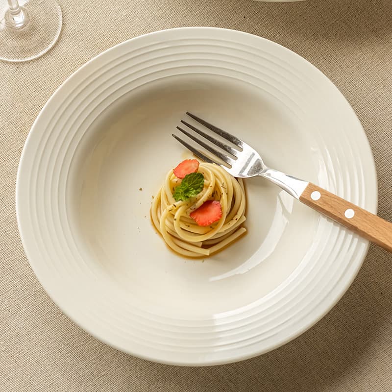 Special Offer High-Quality Embossed Straw Hat Plate Pure Color Ceramic Plate Western Pasta Plate Dessert Plate Household Tableware Dish