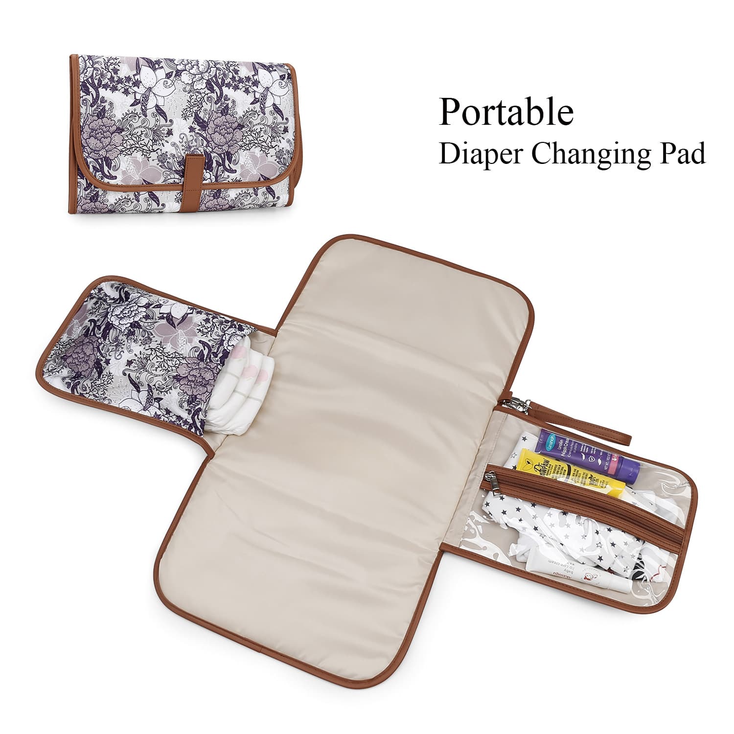 Baby-Grade Diaper Changing Pad with Storage Pocket, Easy to Clean, Portable Diaper Changing Mat
