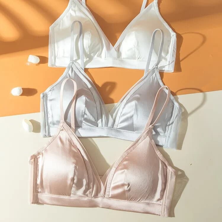Autumn/Winter New Style Silk Wireless Bra for Women, Mulberry Silk French Lingerie, Minimizing and Anti-Sagging for Larger Busts