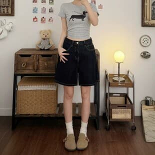 Dark Blue Denim Shorts for Women Summer Plus Size Slimming Pear Shape Petite High-Waisted Denim Shorts
