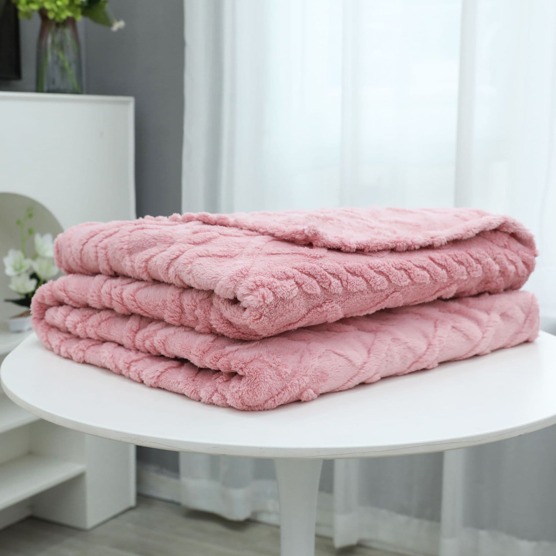 Winter Souffle Fleece Blanket Cover, Thick Warm Blanket, Flannel Sofa Blanket, Nap Cover Blanket, Coral Fleece Bed Sheet