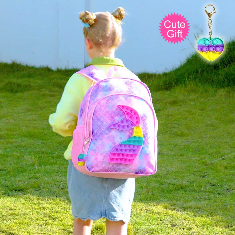 New In Stock 16-inch Children's Fashion Backpack Student School Bag Three-Piece Set Toy Fish Tail Backpack