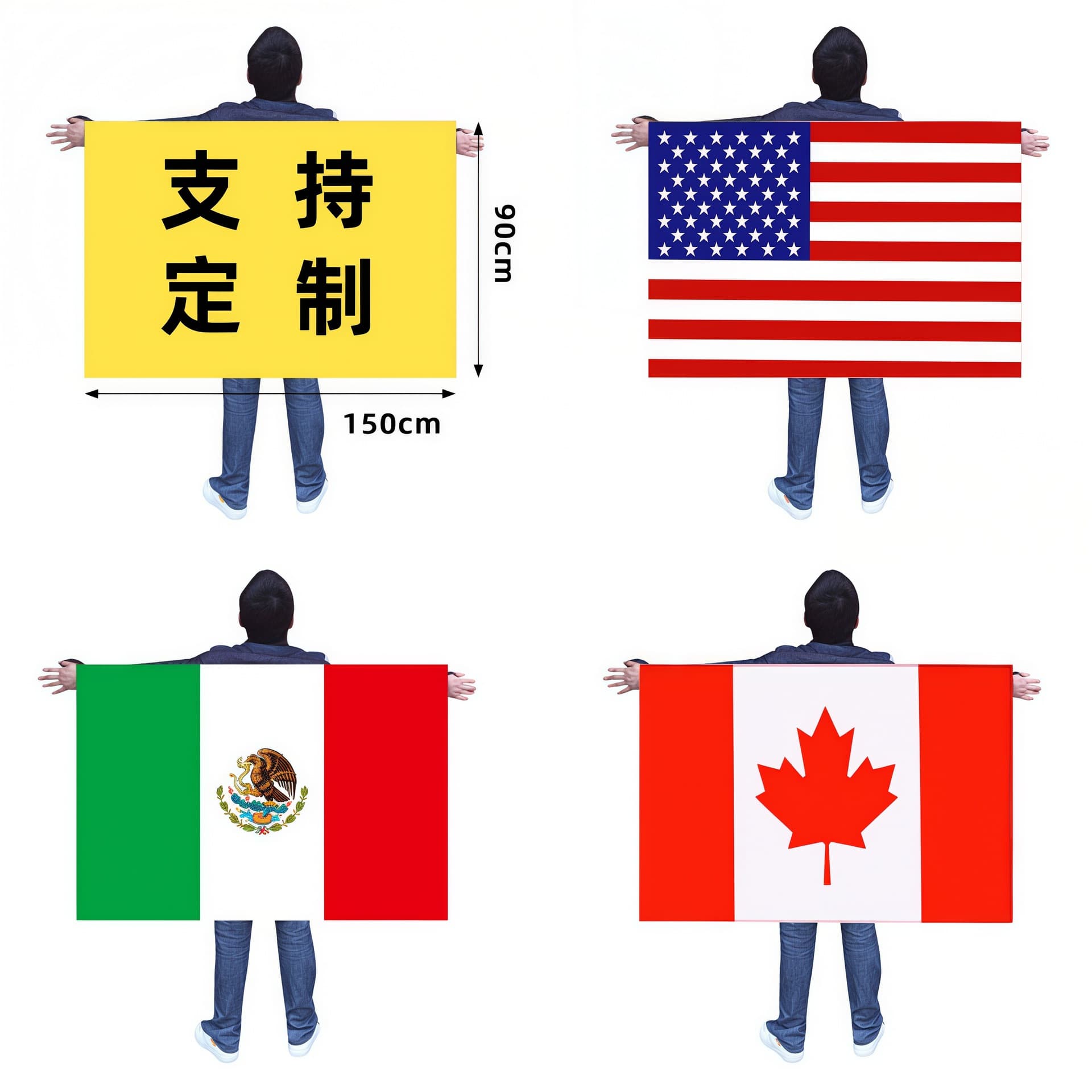 Customized United States, Canada and Mexico World Cup team fans hand wave flag car flag 2026 World Cup flag string garden flag exchange flag
