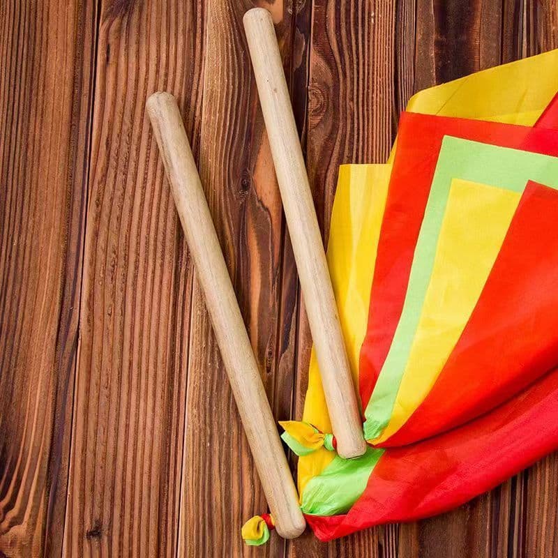 Drum Sticks Solid Wood Drum Hammer Large Drumstick Drum Stick Waist Drum Stick Dance Stick Red Silk Stick Rhythm Stick Performance Performance Stick