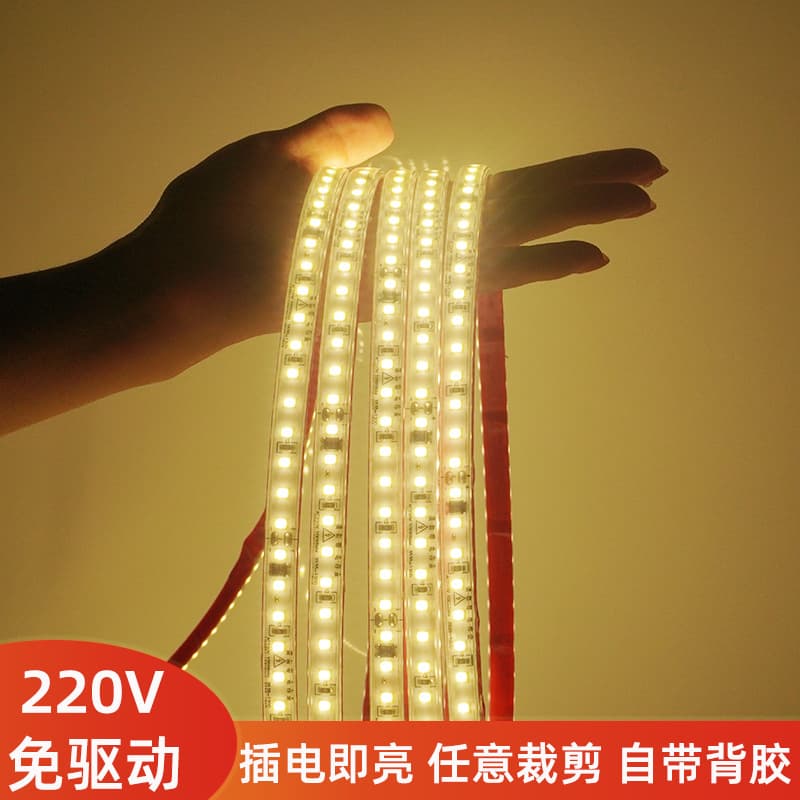 Waterproof Encapsulated LED Strip 220V High Voltage Self-Adhesive Home Outdoor 2835 SMD Soft LED Strip with Waterproof