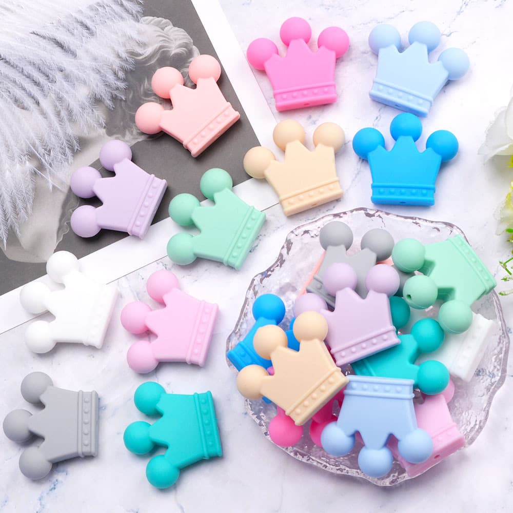 Cross-border Hot Selling Crown Silicone Beads Food Grade Silicone Beads DIY Infant Pacifier Chain Teether Accessories