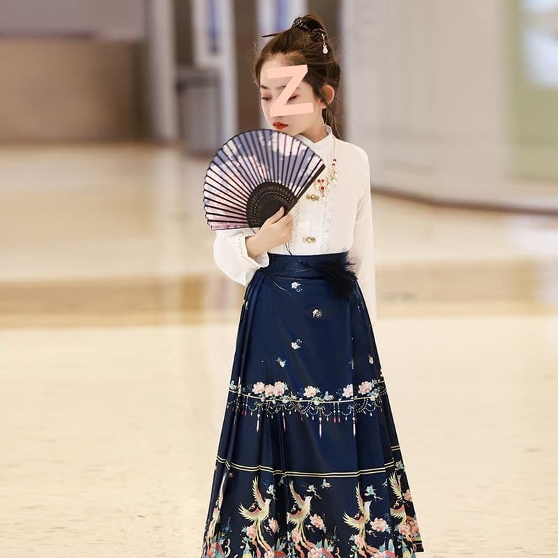 2025 New Style Horse-face Skirt Girls' Set Children's Clothing Chinese Children's Hanfu Summer Retro Ancient Costume Tang Suit