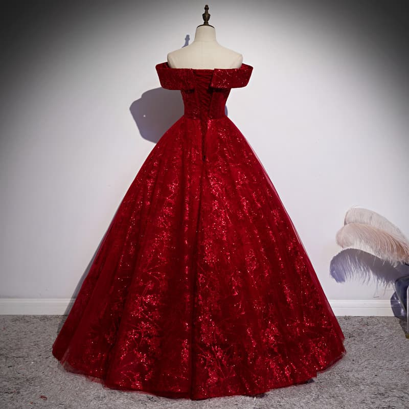 Red Evening Dress Banquet Off-Shoulder 2026 New Long Elegant Slimming Host Art Exam Annual Meeting Dress Women