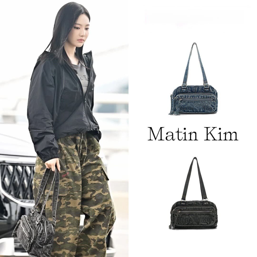 Korean Mk Letter Denim Washed Handbag Korean Style Shoulder Bag Large Capacity Tote Bag