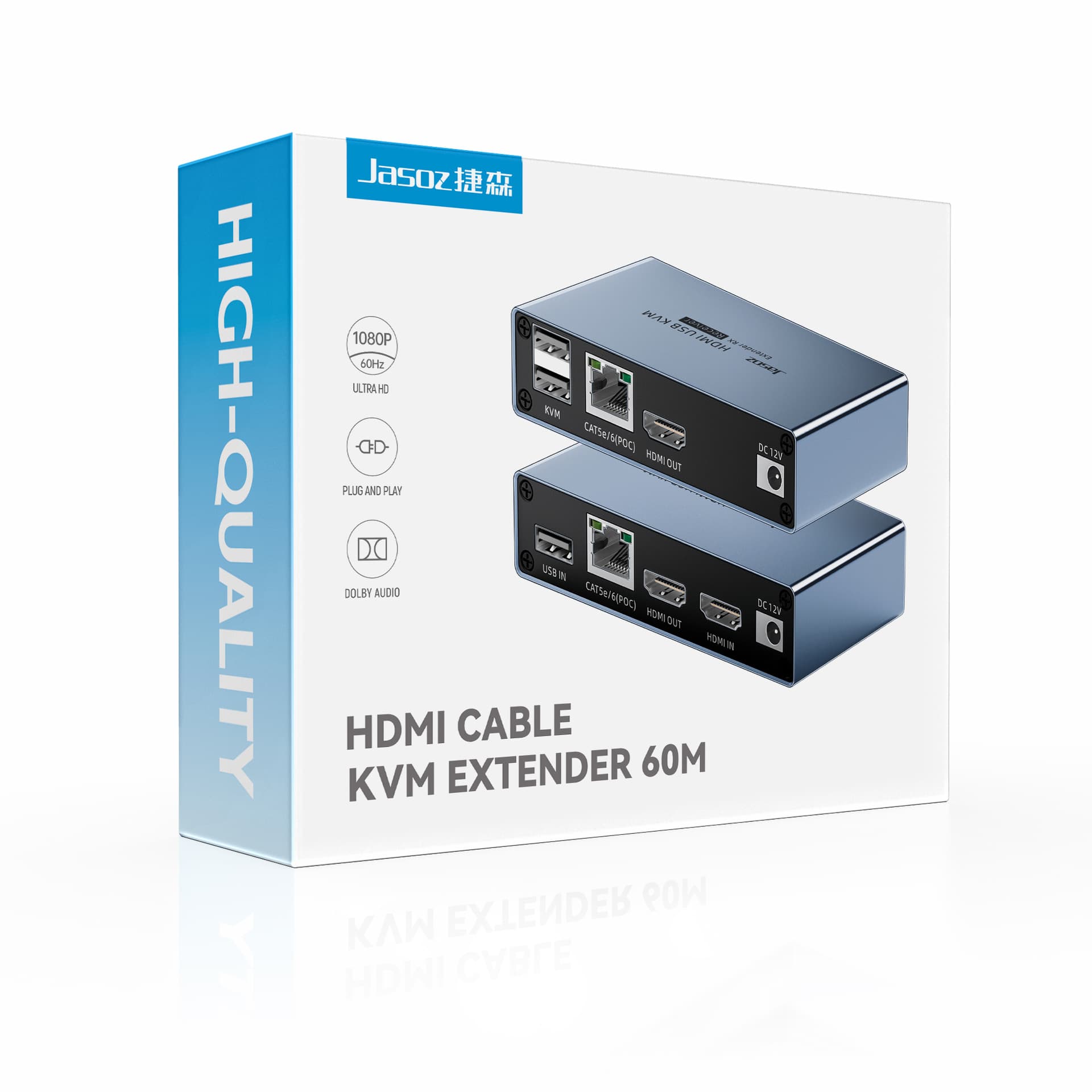 Jiesheng HDMI Extender KVM with USB Mouse Keyboard Ethernet Transmitter 60m 150m RJ45 Transceiver