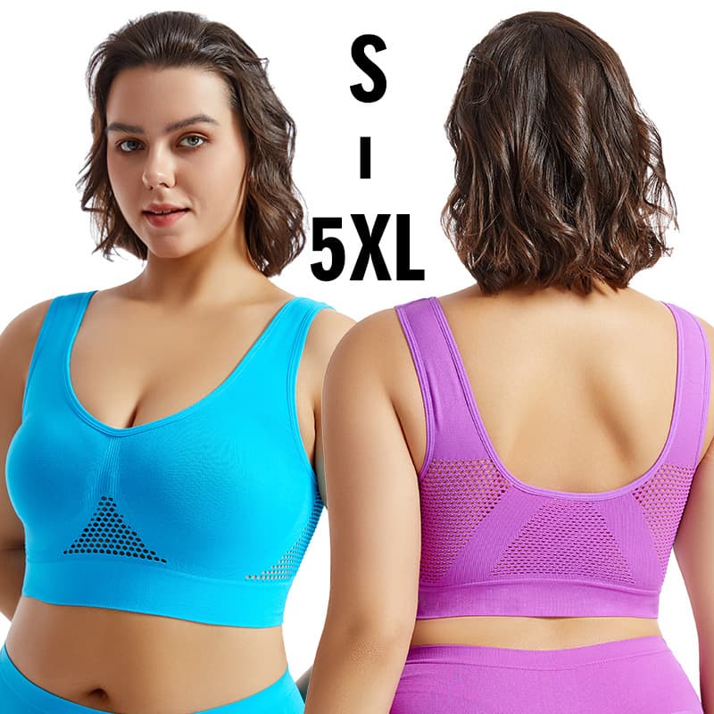 Plus Size Women's Lace Sexy Yoga Vest Top Thin No Pad Fat MM Wire-Free Push Up Sports Bra