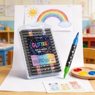 Double-Ended Glitter Pen Set Glow Marker Highlighter Acrylic Markers for Kids Drawing Shining Star Gift