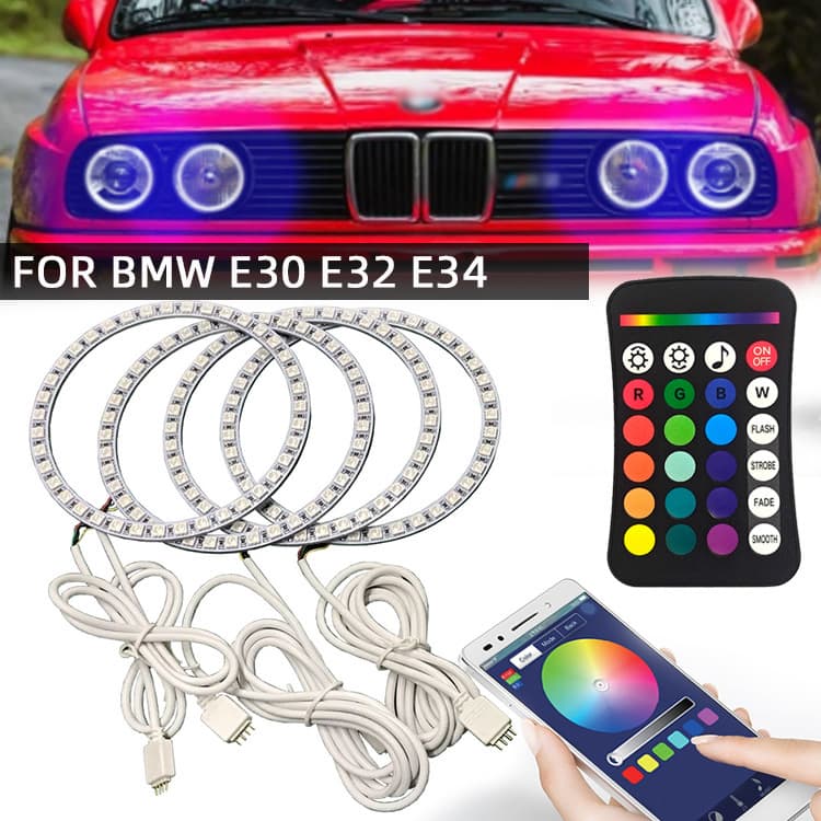 BMW E30/E32/E34 RGB Angel Eye LED Halo Ring 5050SMD Remote Control Color Change