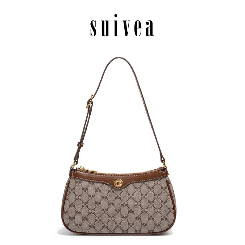 European and American vintage floral underarm bag, new casual commuting textured baguette bag, versatile underarm shoulder crossbody bag