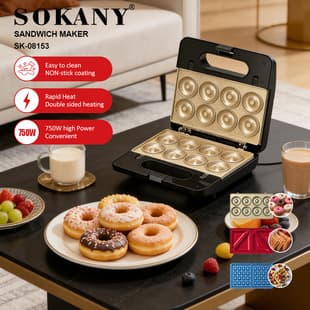 Cross-border SOKANY 08153 Sandwich Maker 3-in-1 Donut Maker Waffle Maker Home Interchangeable Plate Breakfast Machine