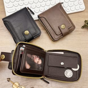 New Cross-Border Men's Wallet Premium Vintage Zipper Coin Purse AliExpress Hot Selling In Stock Wallet