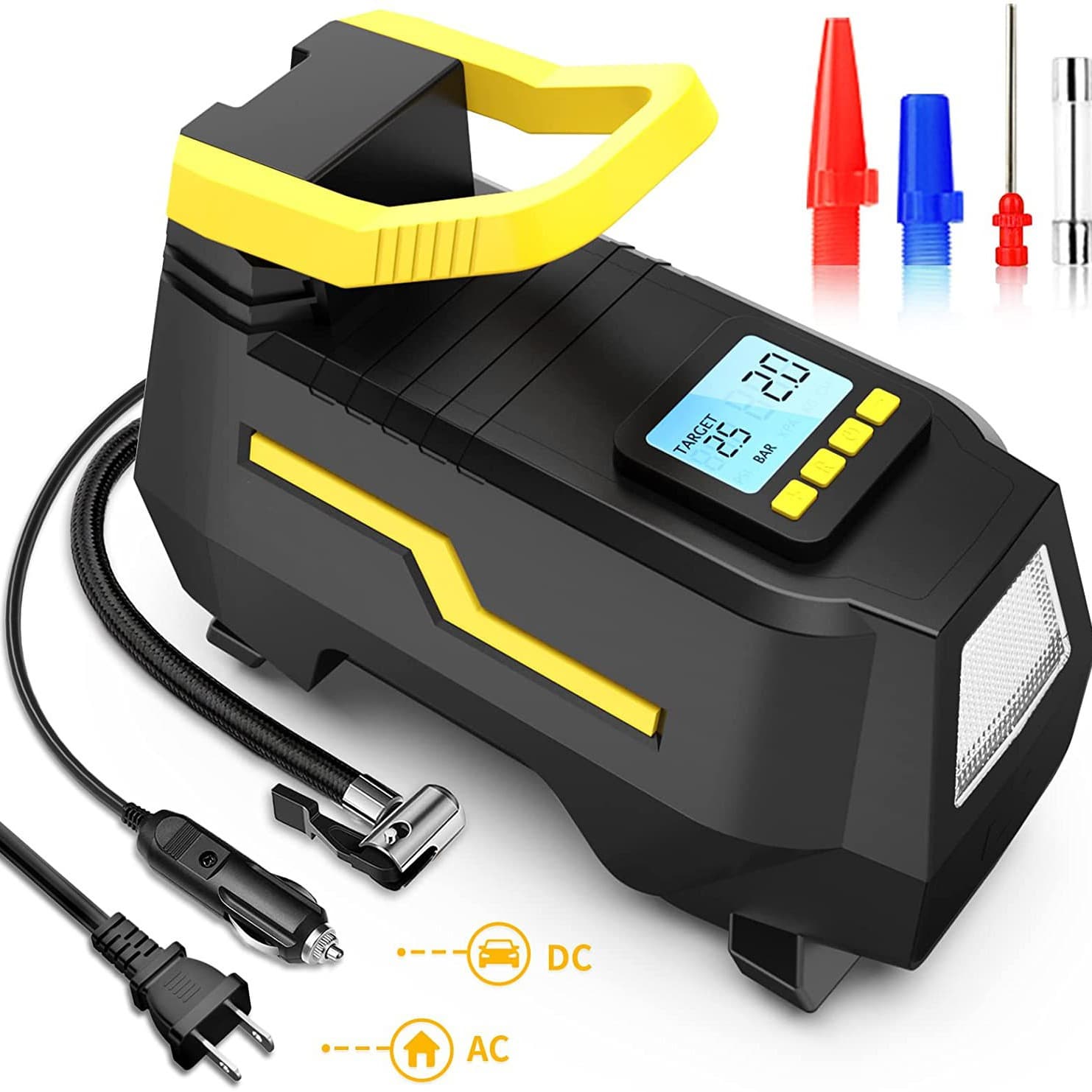 Car Inflator AC/DC Home and Car Dual Use 12V Electric Air Pump Portable Dual Cylinder Tire Inflator