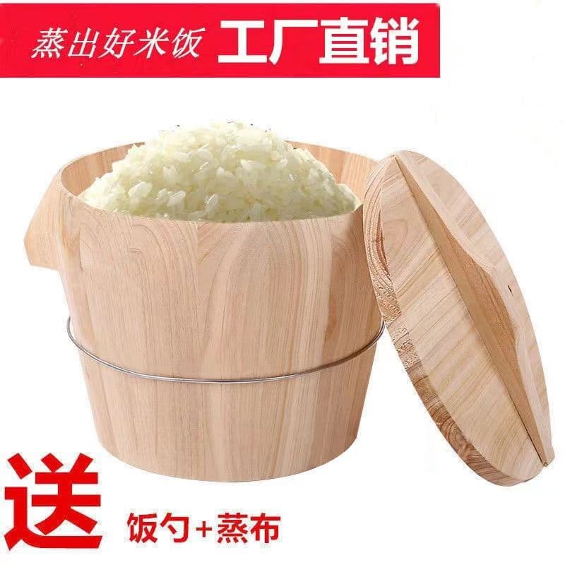 Steamed Rice Wooden Bucket Steamer Fir Wood Steamed Rice Wooden Bucket for Home Use Steamer Wooden Bucket Rice Steamer Bamboo-made Steamer Steaming Rack Wood Rice Bucket